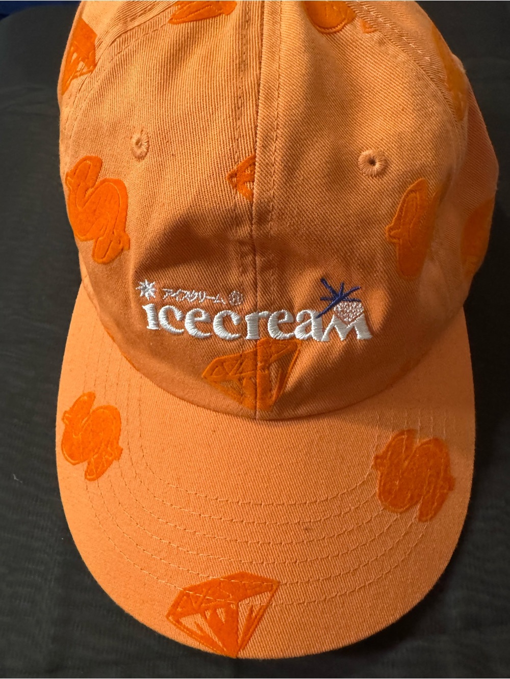 Icecream “You make my heart melt” Orange 💲💎 Embroidered Logo Cap - like new - OS